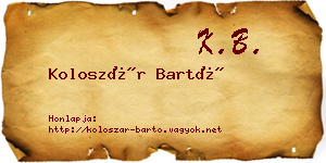 Koloszár Bartó névjegykártya